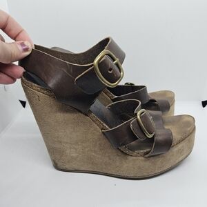 Pedro Garcia brown leather Tex wedge platform sandals EU 39.5